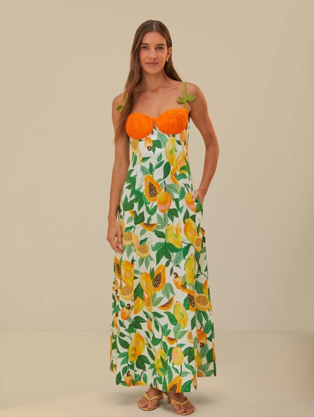 FARM Rio Papaya Salad Scarf Maxi Dress